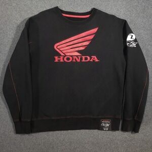 Honda Racing Sweatshirt Men Large Black Red One Industries Wing Riveted HRC